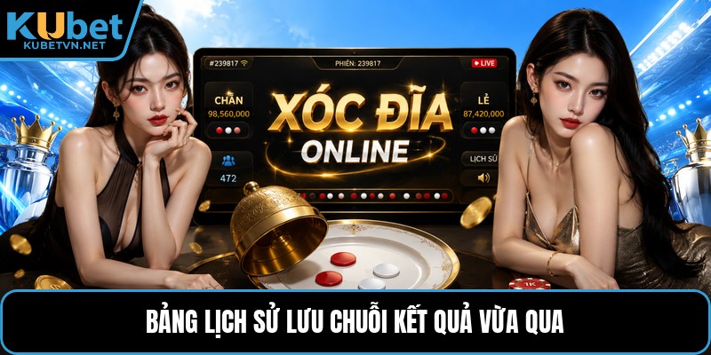 Bảng lịch sử lưu chuỗi kết quả vừa qua