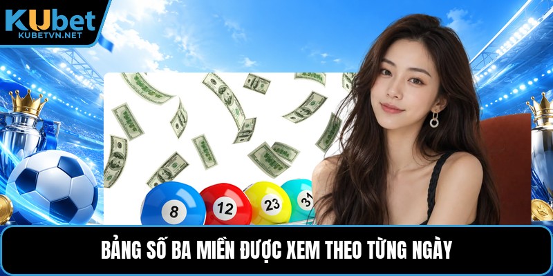 Bảng số ba miền được xem theo từng ngày